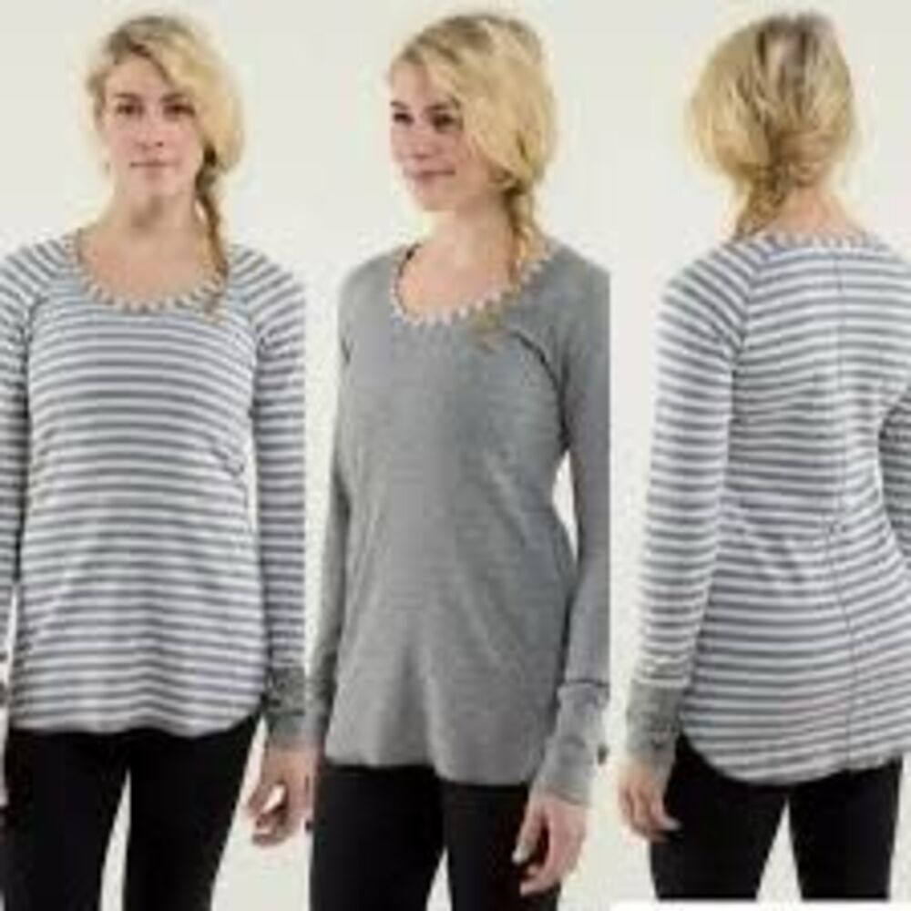Lululemon Open Your Heart Reversible Long Sleeve Comfy‎ Top Grey Size 4